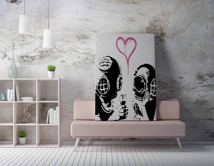 Wallity WY13 Banksy Lienzo Decorativo Enmarcado 50 x 70 cm
